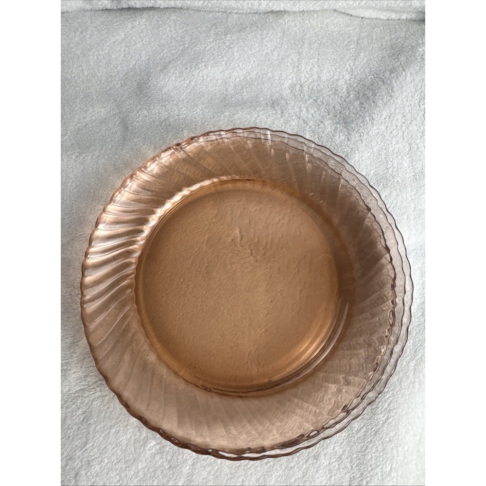 Vtg Arcoroc France 7.75" Salad Luncheon Plates Pink Rosaline Swirl Set Of 4 - Picture 1 of 5